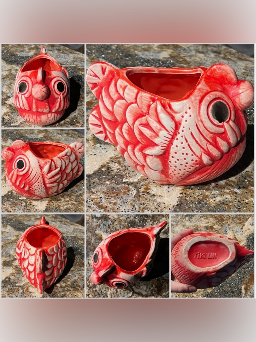 EUC Angler Fish Tiki Mug Tiki Lin 24 oz Whimsical Tropical Limited Edition Red